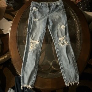 American Eagle Outfitters Light Blue Distressed Skinny Jeans